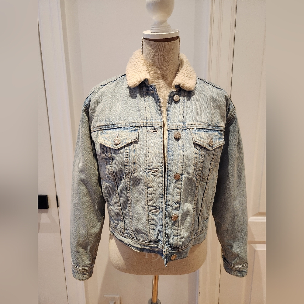 American Eagle Denim Sherpa-Lined Jacket